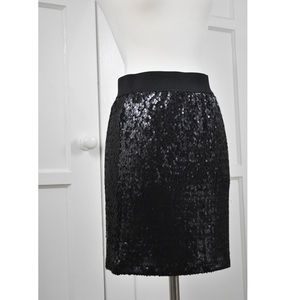 LC LAUREN CONRAD Black Sequin Mini Skirt Size XS
